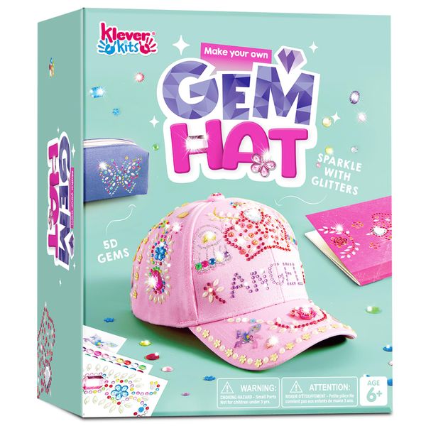 Klever Kits Decorate Your Own Baseball Cap with 7 Sheets Gems Stickers, Art & Crafts Kit for Kids, Fun Creative DIY Toys for Kids Girls