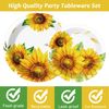Sunflower Party Supplies Set 96 Pcs Tableware for 24 Guests with Decorations