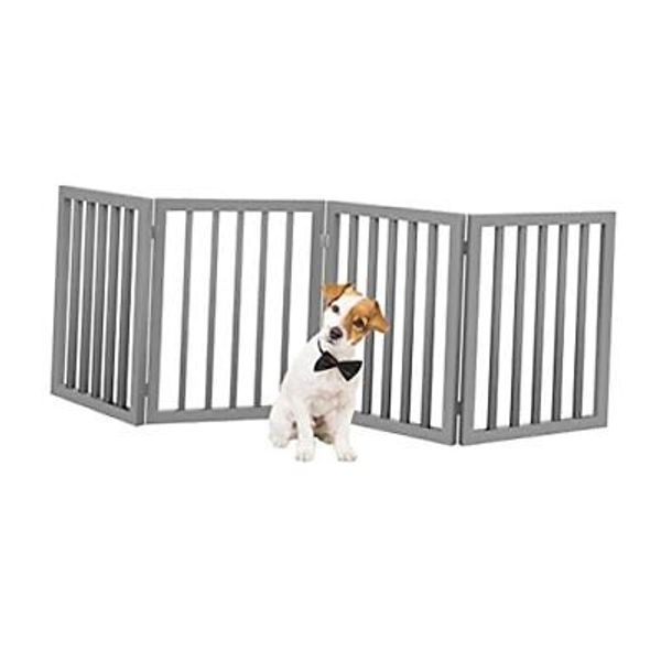 Pet Gate – Dog Gate for Doorways, Stairs or House – 4 Panel Gray Modern