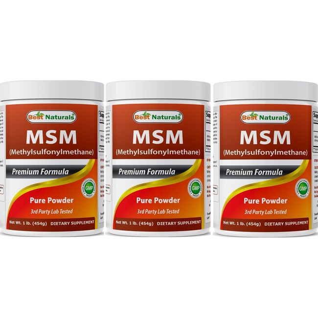 3 Pack Best Naturals MSM 1 Lb Powder