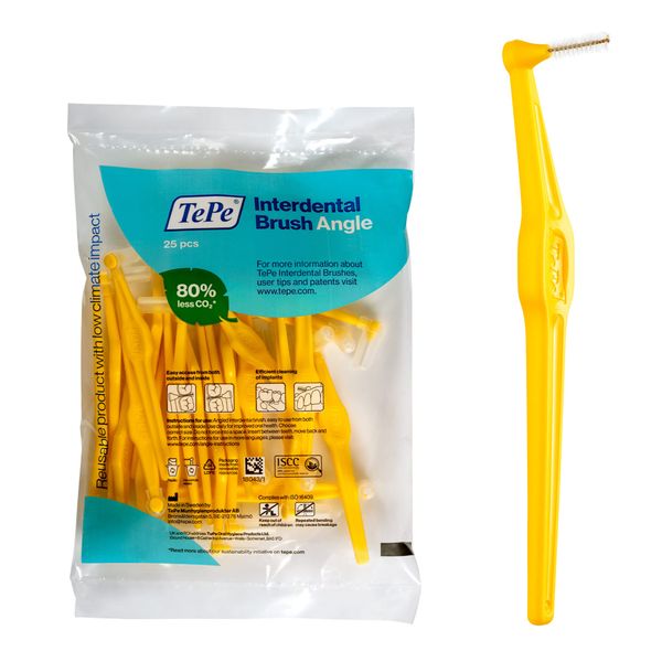 TePe Interdental Brushes Angle Yellow 0.7 mm Pack of 25