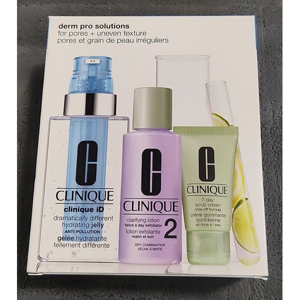 CLINIQUE Derm Pro Solutions for Pores + Uneven Texture 4pc Set NIB