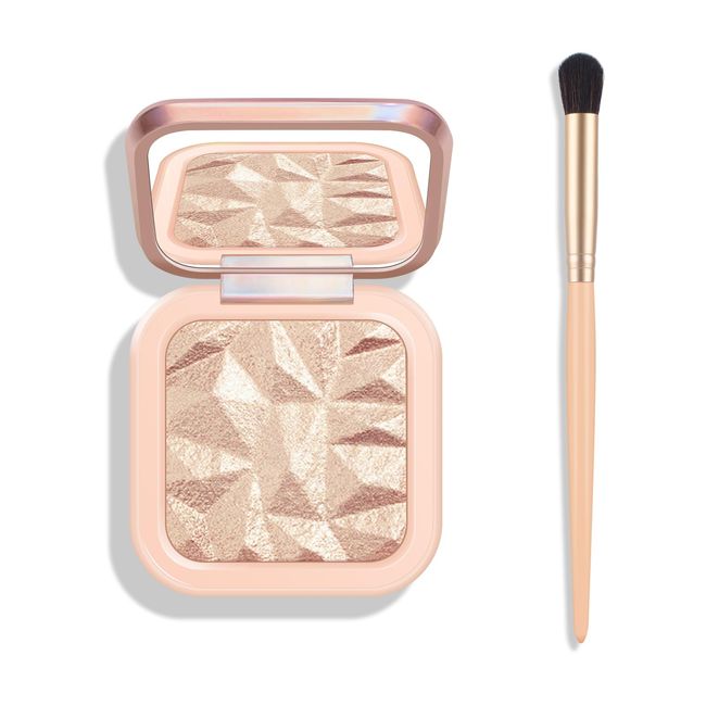 KYDA Face Highlighter Palette, High Glossy Face Illuminator Palette, Narutal Glow Finish, Pearl Shimmer Smooth Baked Powder, Lasting Sparkling Highlighter Makeup-SUN GLOW