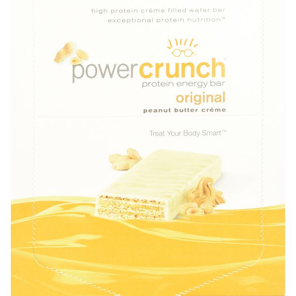 Power Crunch Whey Protein Bars, High Protein Snacks with Delicious Taste, Peanut Butter Crème, 1.4 Ounce (12 Count)