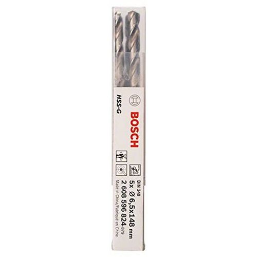 Bosch Professional 5x HSS-G Metal Drill Bit (for metal, Ø 6,5 mm, Robust Line, Accessory Drill Driver)