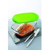 Pyrex Transparent Rectangular Dish With Lid, 1,1L, green