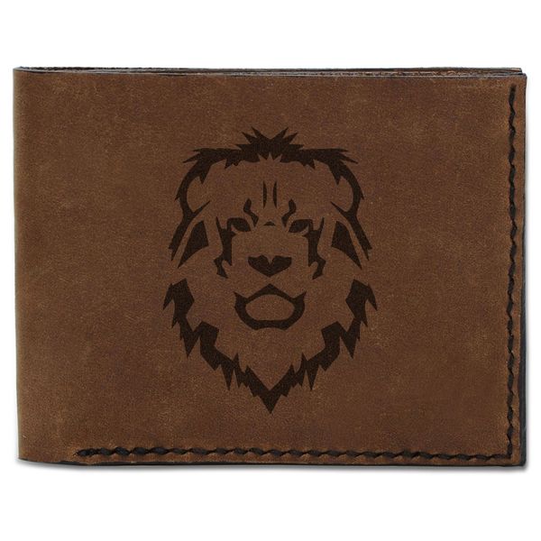 Men's Lion Tatoo Style -15 Handmade Genuine Pull-up Leather Wallet MHLT_03