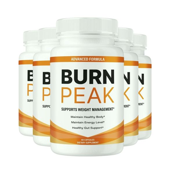5-Pack Burn Peak Capsules, BurnPeak Weight Management Support - 300 Capsules