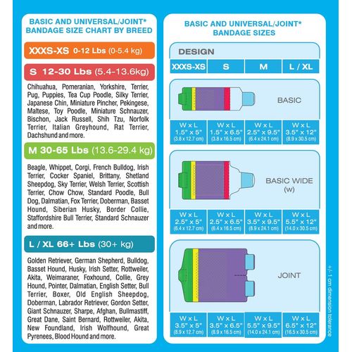 PawFlex Basic Leg Bandages for Dogs, Cats, Pets -First- aid Non Adhesive Fur Friendly, Soft Stretch Wound Care, hot Spots, Fungus, Adjustable Fastening Strap Value Pack (Small 12-Pack)