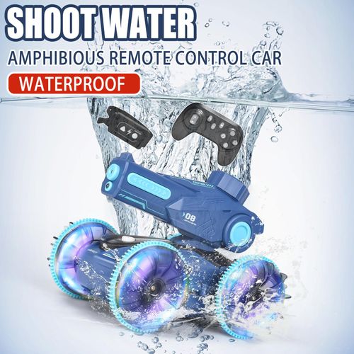 Amphibious Remote Control Car for Boys 4-12, 2.4G Shoot Water Rc Cars for Boys Age 8-12, Off Road Hand Controlled Rc Car, Boys Toys 6-8 Years Old Birthday Gift Christmas Toys 3-12 Year Old-Blue