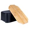 Vilde Bread Bin with Wooden Board, Bread Basket, Bread Box, Bread Container, Black, 33 x 18.5 x 12 cm