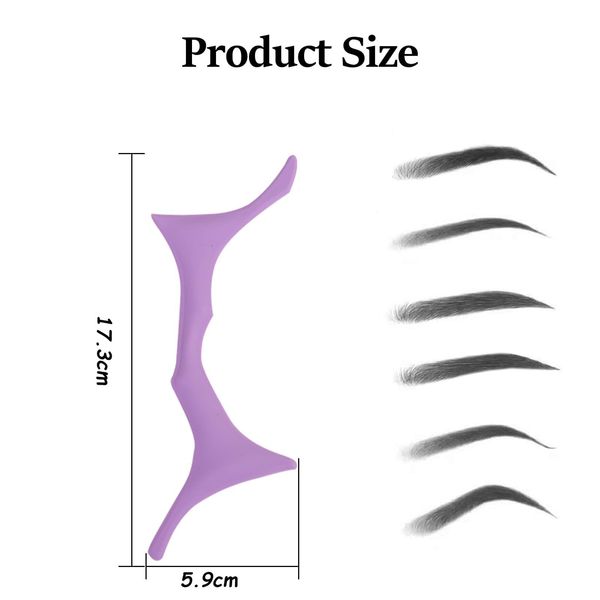 RabbFit Sechs-in-Eins Silikon-Hilfe Augenbrauenschablonen, Augenbraue Vorlage, Augenbrauenformierungs Mit, Silikon Augenbrauen Make up Werkzeug, wiederverwendbare Augenbrauenschablone (lila)