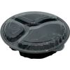 33oz 3-Compartment Round Meal Prep Containers with Lids Black 100pcs