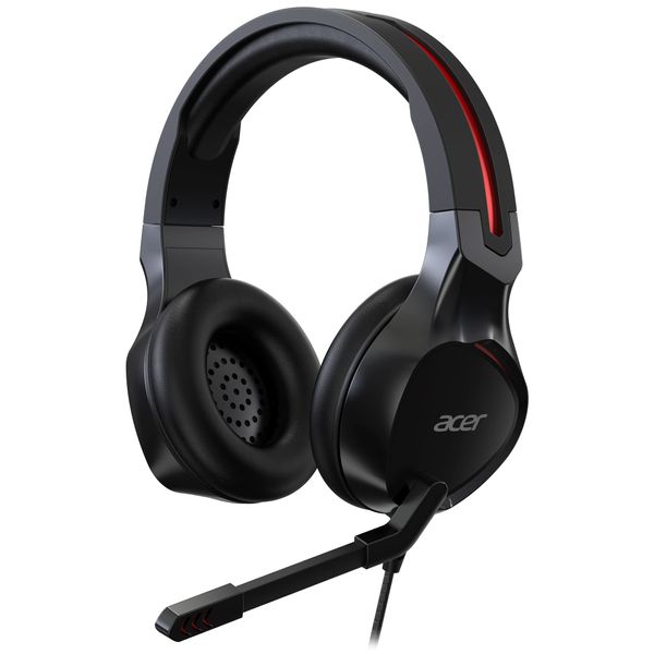 Acer Nitro Gaming Headset NHW820 - (omni-directional mic, adjustable size, 50 mm drivers, 3.5 mm jack, black and red)