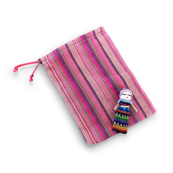 Thorness One Guatemalan handmade Worry Doll with a colourful crafted storage bag | Worry Dolls for Girls | Worry Dolls For Boys | Anxiety Dolls | Worry Doll | Guatamalan Doll