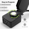 2 Pack BN-LINK 24Hour Mechanical Outdoor Light Timer with 3-Prong Timer Outlet