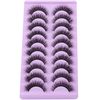 wiwoseo Fluffy Lashes Extension Strip Eyelashes Fairy Thick Volume Eyelashes Cat Eyes Lashes 16MM Natural Wispy Fluffy Faux Mink Lashes 10 Pairs False Eyelashes