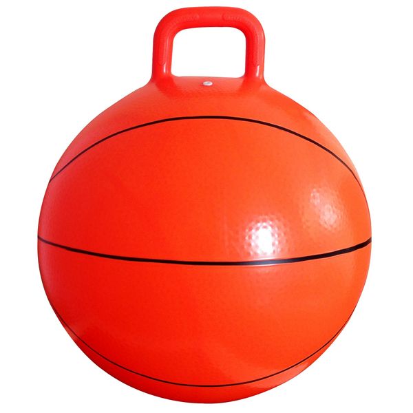 AppleRound Space Hopper Ball with Pump in Basketball Style, 15in / 38cm Diameter for Children Ages 3-5, Kangaroo Bouncer, Hoppity Hippity Hop Ball, Sit-on Bouncy Ball with Handle