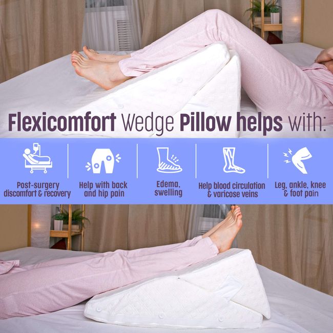 Memory Foam Wedge Leg Pillow, Relief for Swelling, Pain, 8 Ideal