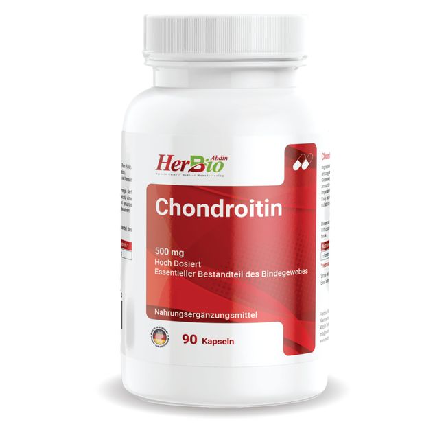 Chondroitin 500mg (90 Kapseln), Premiumqualität, Hochdosiert, Hohe Bioverfügbarkeit, Laborgeprüft, Ohne unerwünschte Zusätze und Konservierungsstoffe, Reinstoffe, frei von anderen Wirkstoffen.