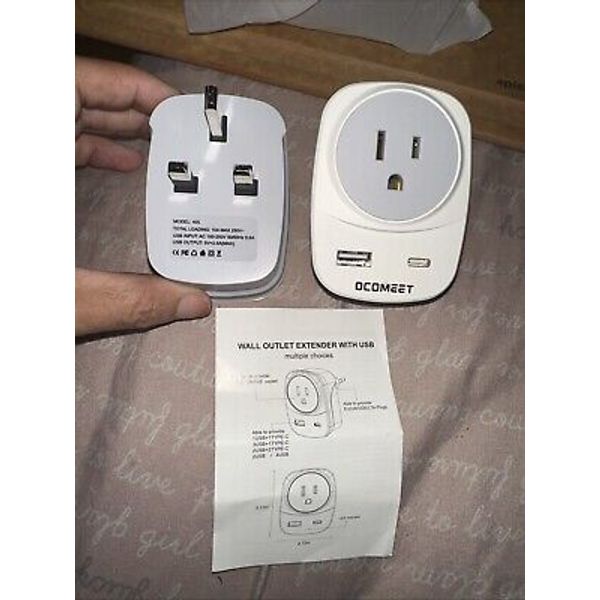 DCOMEET 2 Pack Type G Power Adapter, US to UK Travel Plug Adapter with 1 USB