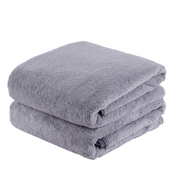 JML Luxury Hotel & SPA Bath Towels (2 Pack, 30"x60") - 350GSM High Density Fleece Towel Sets - Super Soft and Absorbent, Lint Free, Fade Resistant Bath Towel, Fleece Fleece Grey