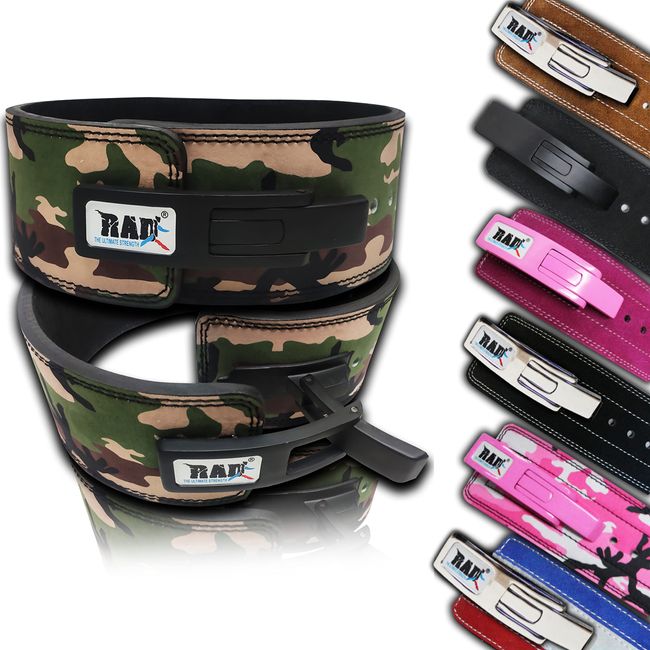 RAD Weight Lifting Belts Powerlifting and Weightlifting Belt with Lever Buckle, 10mm (Camo, Large)