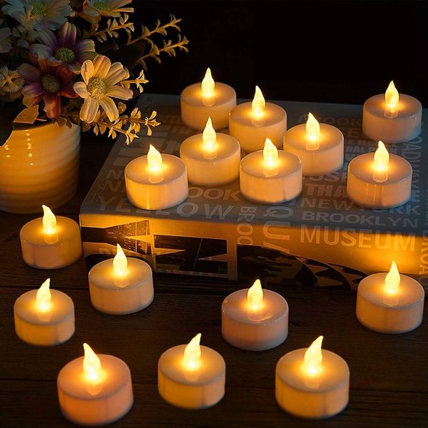 FANSIR LED Tea Light Candles, 50 Pack Flameless Candle Lights Battery Operated Realistic and Bright Led Tea Lights for Party Wedding Birthday Halloween Gifts Home Decoration (Batteries Include)