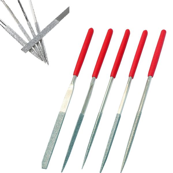 Mini Feilen Set, Nadelfeilen Set Metall,Werkstattfeile Satz,Feilen Set,Mini Diamond Files Set,Feile für Werkstatt,für Bandbreite Filigranen und Leichten Feilaufgaben,5 Stück（2mm X 100mm）