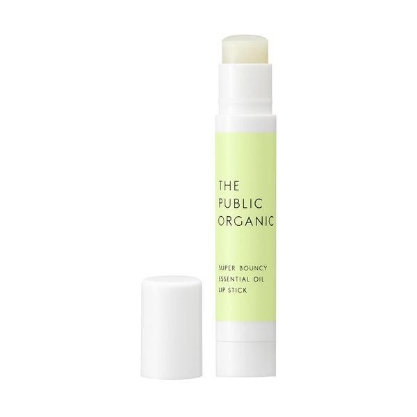 The Public Organic Essential Oil Moisturizing Lip, Super Bouncy, 100% Natural, Citrus Floral Scent, Lip Balm, Shea Butter, Made in Japan, 0.1 oz (3.3 g)