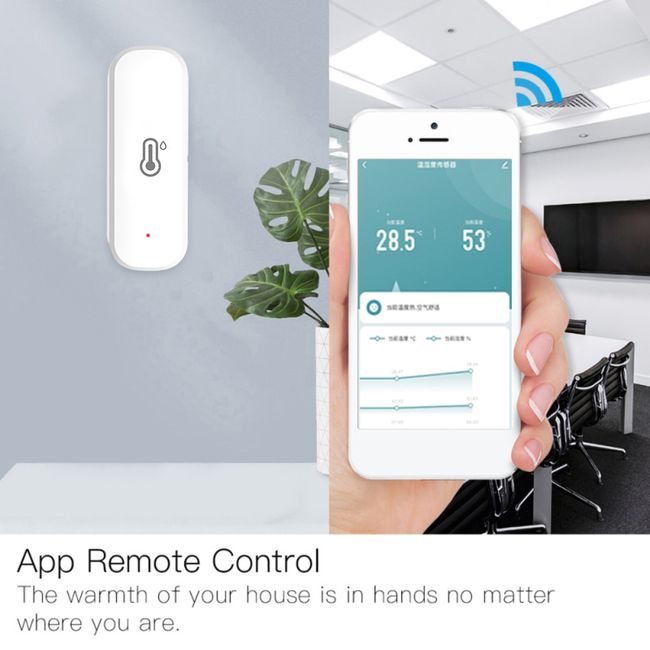 Tuya WiFi Temperature Humidity Sensors App Remote Monitor Control for Home Intelligent Scenario Linkage Compatible with  Alexa Google Home Voice