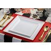 Exquisite Disposable-White-Plastic-Plates-Square Linear (40 Pack) Wedding Dinner Fancy Tableware Dishes (9 Inch., White) Single Size Set