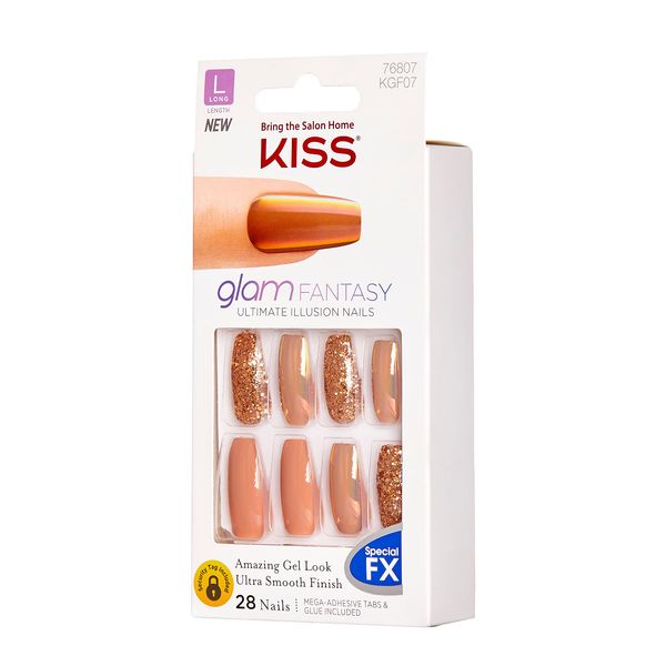 KISS Glam Fantasy Collection, Don't Lose My Number, Special FX Gel Nails, Includes 28 False Nails, Nail Glue, Nail File, and Manicure Stick