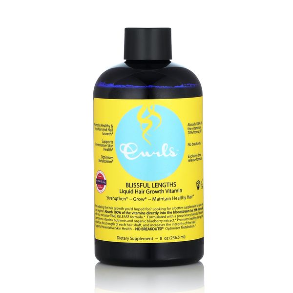 Curls Blueberry Bliss Blissful Lengths Liquid Hair Growth Vitamin - Grow, Strengthen and Maintain Healthy Hair, Nails & Skin - Wavy, Curly, and Coily Hair-8oz