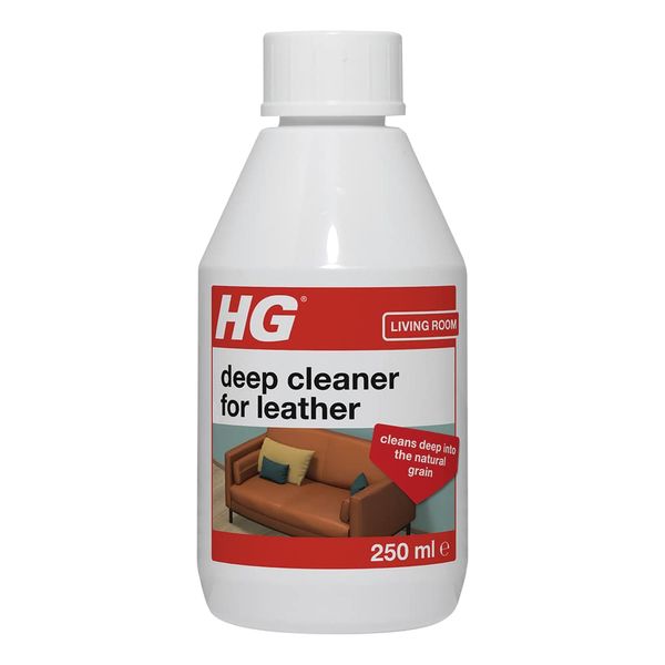 HG Deep Cleaner for Leather, Leather Cleaner & Faux Leather Cleaner, Safe & Mild for Coloured Leather, Water Based Bag, Boot, Jacket & Leather Sofa Cleaning Liquid - 250ml