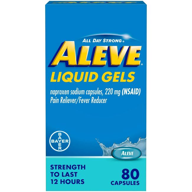 Aleve Liquid Gels Naproxen Sodium Pain Reliever, 80 caps Exp 05/2024