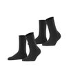 ESPRIT Damen Socken Basic Pure Multipack W So Baumwolle einfarbig 2 Paar, Schwarz Black 3000, 39-42
