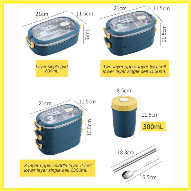 Stainless Steel Thermal Lunch Box Layers Multi Grids Tableware