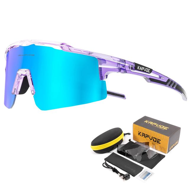 KAPVOE Fahrradbrille Sonnenbrille Polarisiert MTB Brille Radbrille Sportbrille Rennrad Radsport Laufen Fahrerbrille Baseball Angeln Herren Damen