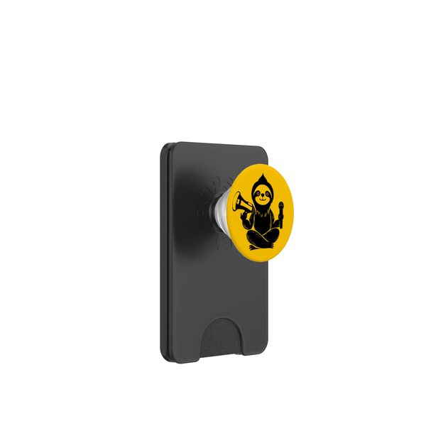 Sloth holding Megaphone and Microphone Metalcore Crossover PopSockets PopWallet for MagSafe