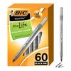 Round Stic Ballpoint Pen, Black Ink, Medium Point, 1.0 mm, 60 per Box (Parallel Import)