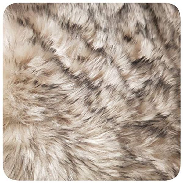 Householdfurnishing Lambskin Sheep Skin 100% Polyester Faux Fur Soft Door Mats Rug (Beige-Black, 60X110)