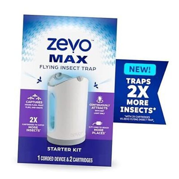 MAX Flying Insect Trap, Fly Trap Captures Houseflies, 1 Device & 2 Cartridges