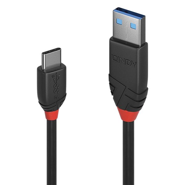 Lindy 0.5m USB 3.1 Type A to C Cable 3A, Black Line