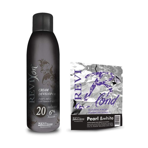 Set of Cream peroxide 1000ml (6% volume 20) and Bleach Powder (PEARL&WHITE) 500g no dust formula Professional Lightening bleaching highlighting hair protect formula