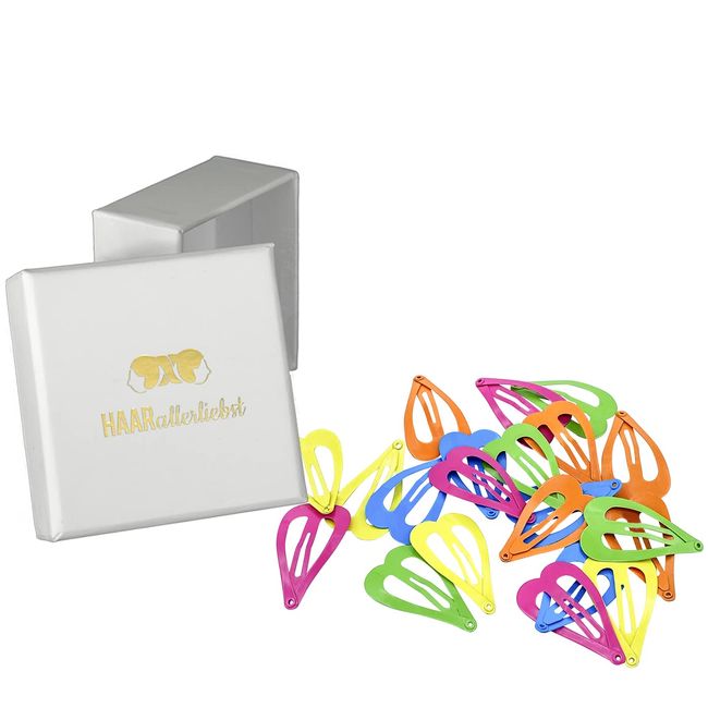 20 saç tokası kalp 3,6 cm Neon Beyaz Box Haarallerliebst