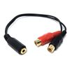 DRUT 3.5mm Stereo Jack Socket to 2 x Phono RCA Sockets Gold Adapter Short Cable Lead