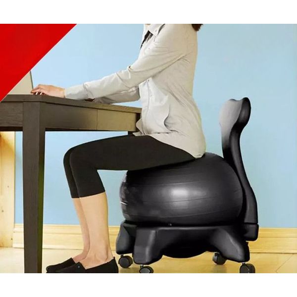 Gym Ball Chair Pilates Bosu Ball Balance Ball, Yoga Ball Chair + Purple Scrub Explosion Proof Ball + E