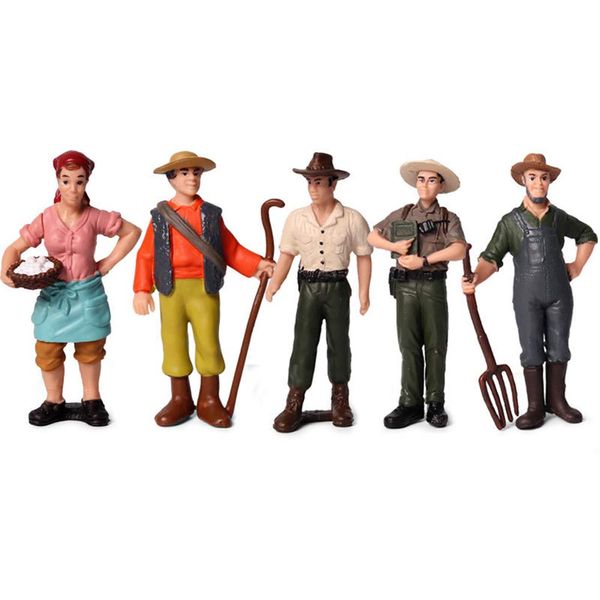 KEYUM 5 PCS Little Farmer Figurines, Hand Painted Realistic People Toys Playset for Kids & Toddlers