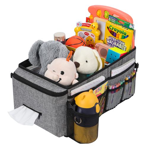 Car Organiser- Car Seat Organiser for Front Seat Back Seat Between Seats, Car Storage Organiser for Kids, Car Organisers and Storage with cup Holders, Adjustable Dividers(Gray)